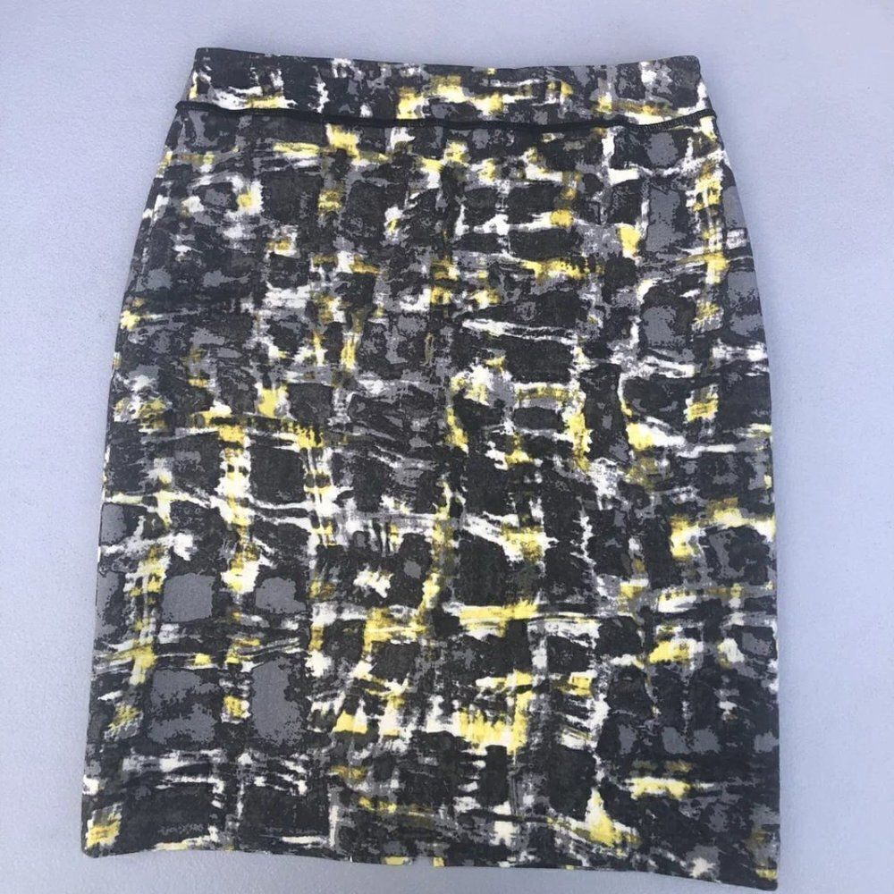 WORTH Wool Pencil skirt of mixed gray/ yellow and white color   Size 4